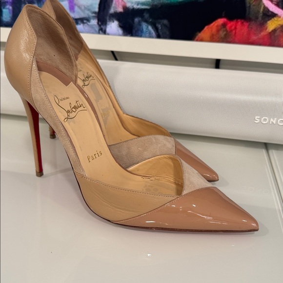 Christian Louboutin Beige Suade and Patent Heels 38 - Picture 1 of 4